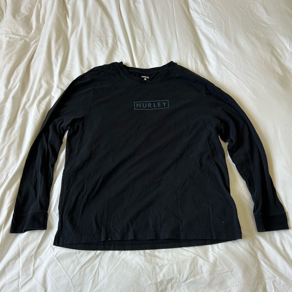 Hurley Black Long Sleeve Logo Tee – Men’s XL (Relaxed Fit)